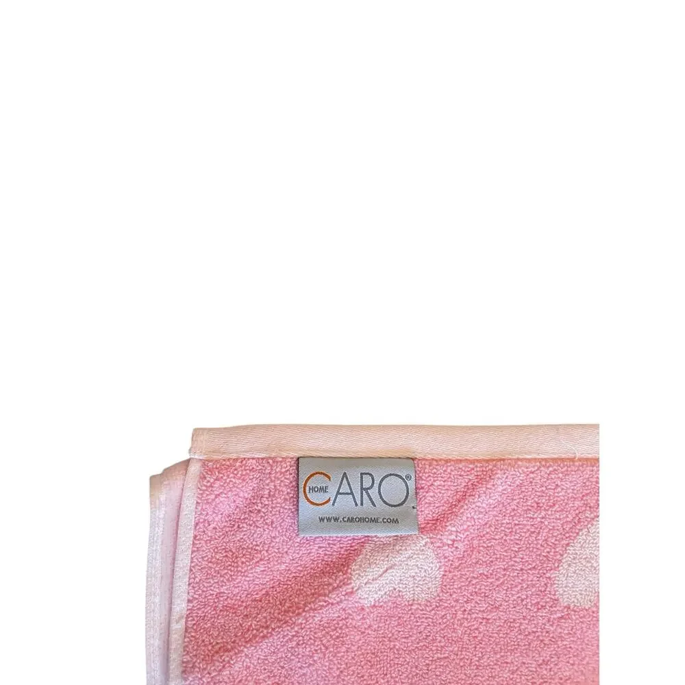 4pc Caro Home PINK HEART Cotton 2 Bath 2 Hand Towel Set Valentine's Day NEW